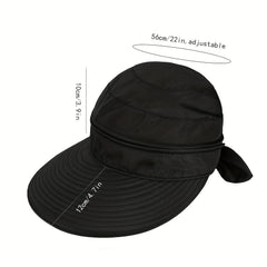 Zipper Visor Hat Solid Ponytail Sun Hat Lightweight Golf Baseball