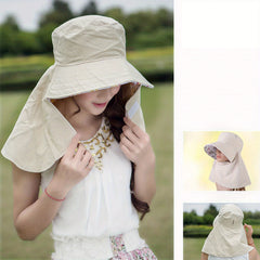 Flower Print Sun Hat Wide Neck Guard UV Protection Visor Hat