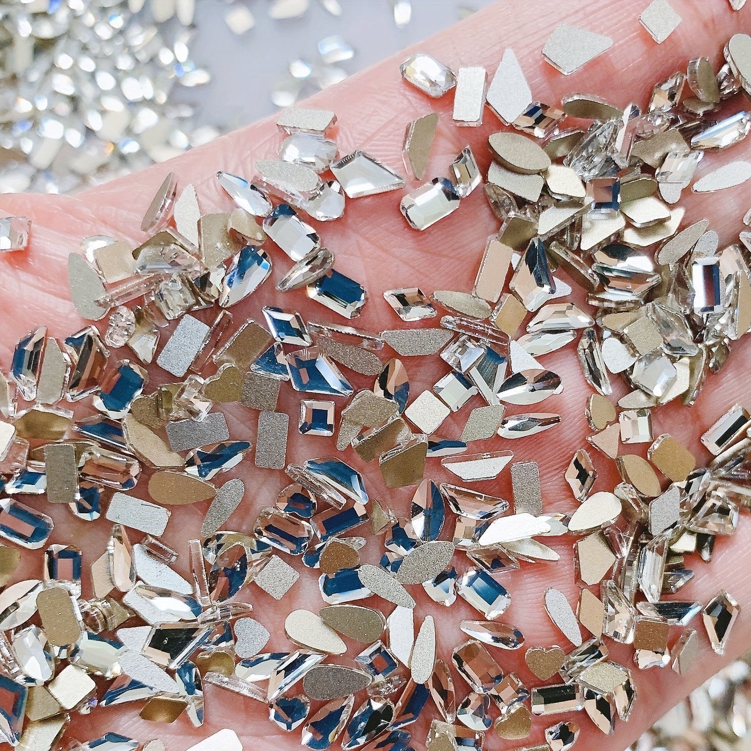 100Pcs Aurora Glass Crystal Nail Art Rhinestones Nail Gems Flat Back Stones