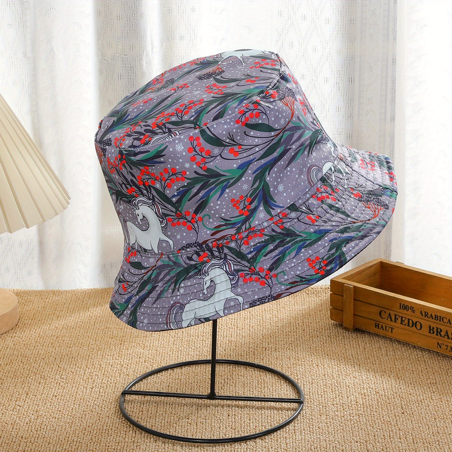 Casual Reversible Bucket Hat Unicorn Print Set Mushroom Hat