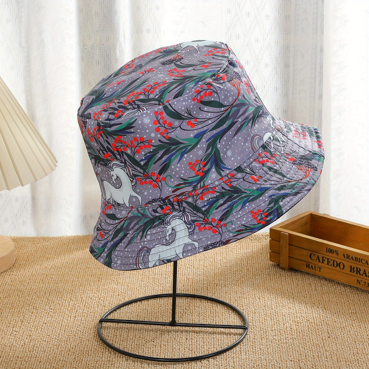 Casual Reversible Bucket Hat Unicorn Print Set Mushroom Hat