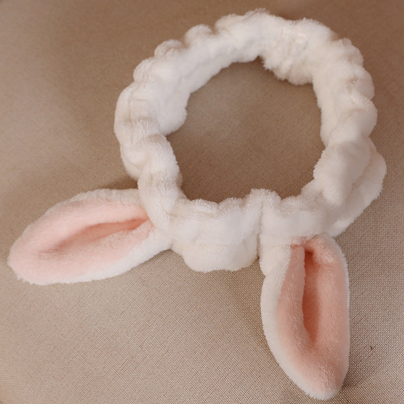 Coral Velvet Rabbit Ears Hairband for Women