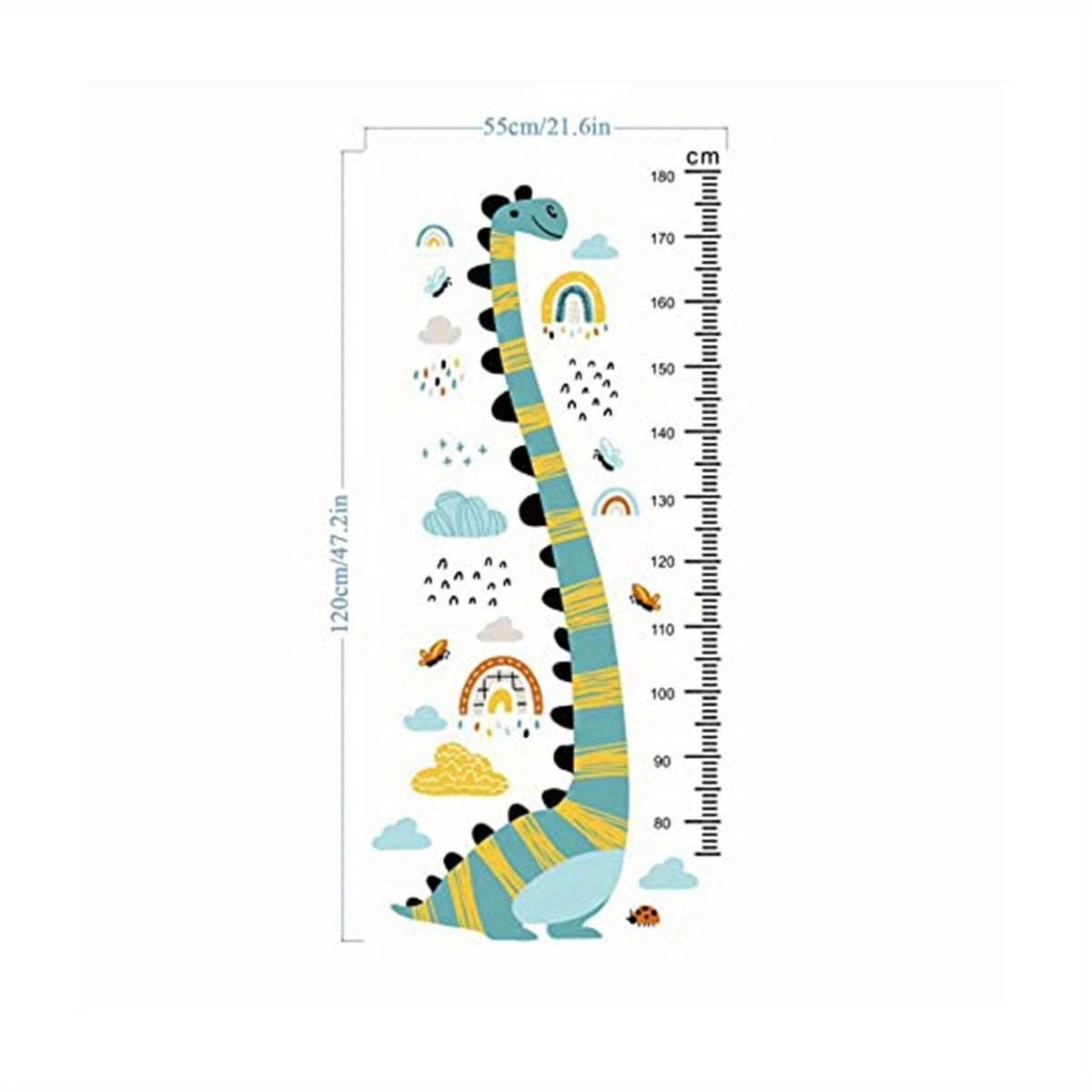 Dino Height Chart Wall Decal - Grow Taller with Fun Cartoon Dinosaur
