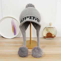 Women's Winter Pom Pom Knit Hat with Scarf