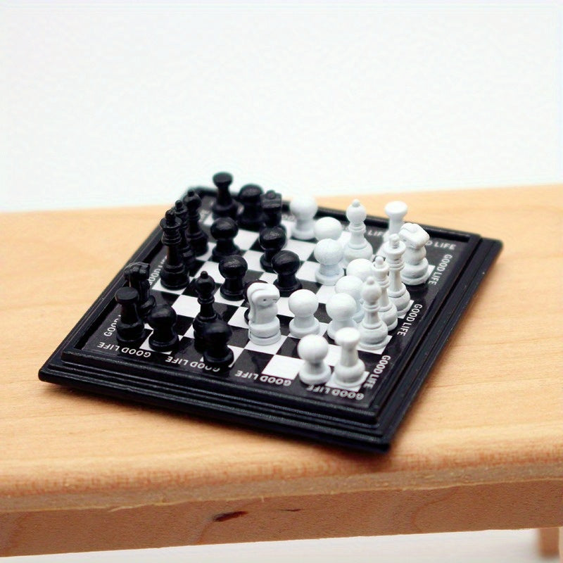 Miniature Chess Set with Magnetic Figures Scene Model