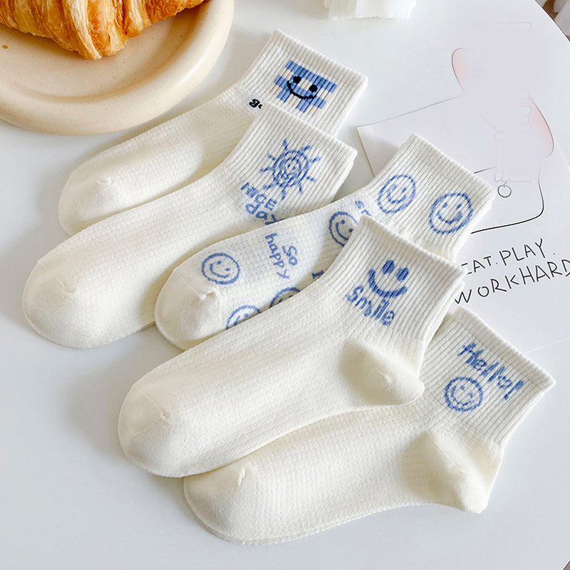 5 Pairs Expression Crew Socks Women's Stockings