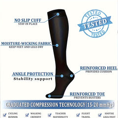 6 Pairs Copper Compression Socks 15-20mmHg Graduated Compression