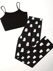  Ghost Print Pajamas Set for Women