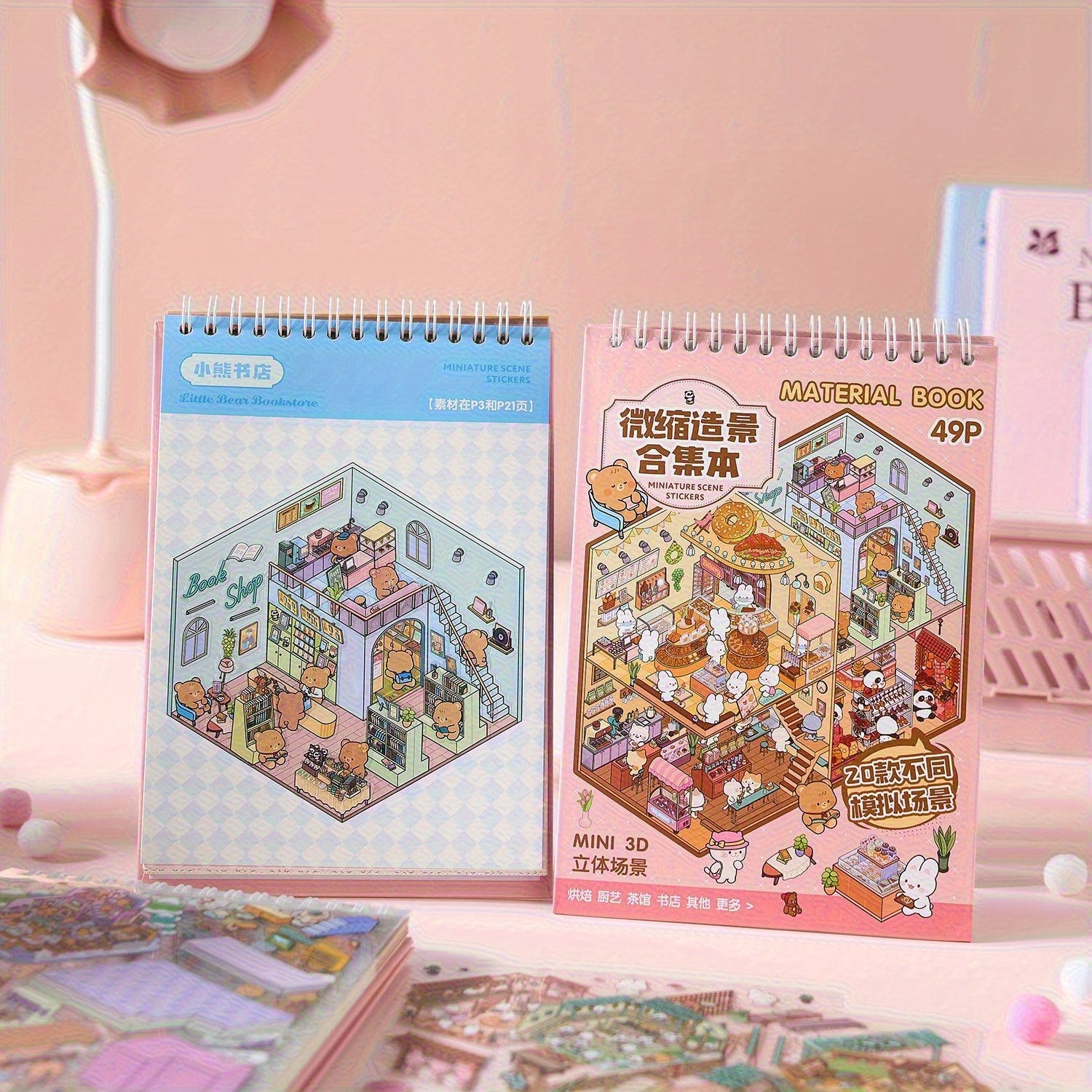 49 pcs Scrapbook Sticker Collection: PET Stickers & Background Cards Set