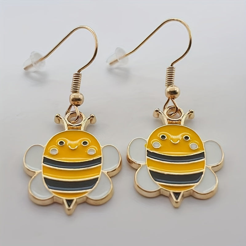 Cartoon Bee Image Stud Earrings for Women