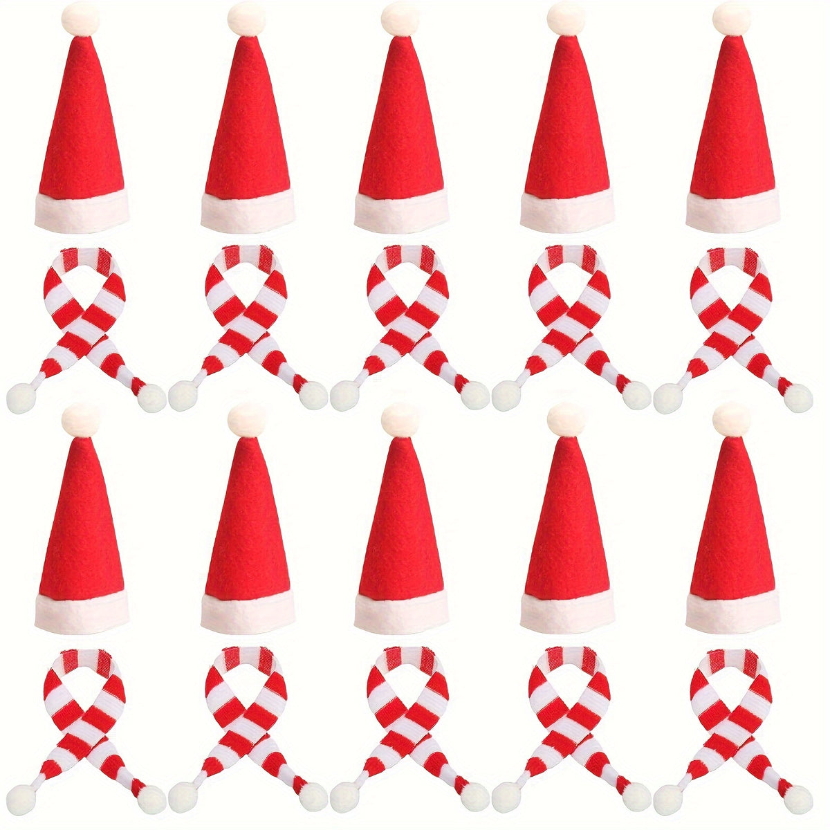20pcs Mini Christmas Hat and Scarf Set for Wine Bottle Cover
