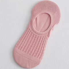 5 Pairs Mesh Boat Socks Silicone Non slip Ankle Socks Women's Stockings