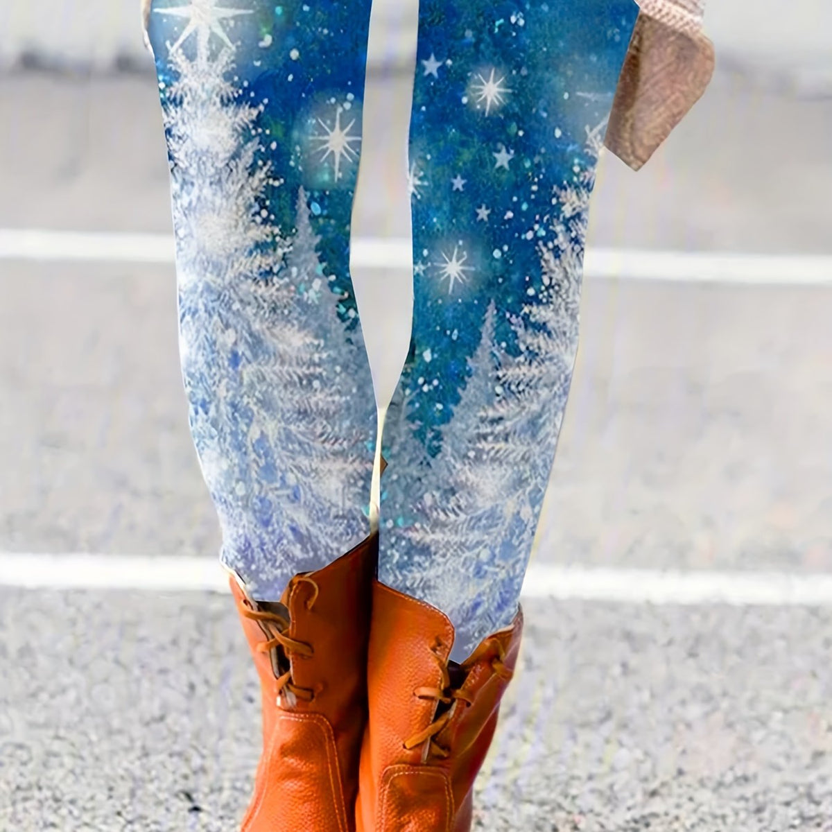  Glitter Christmas Tree Yoga Leggings