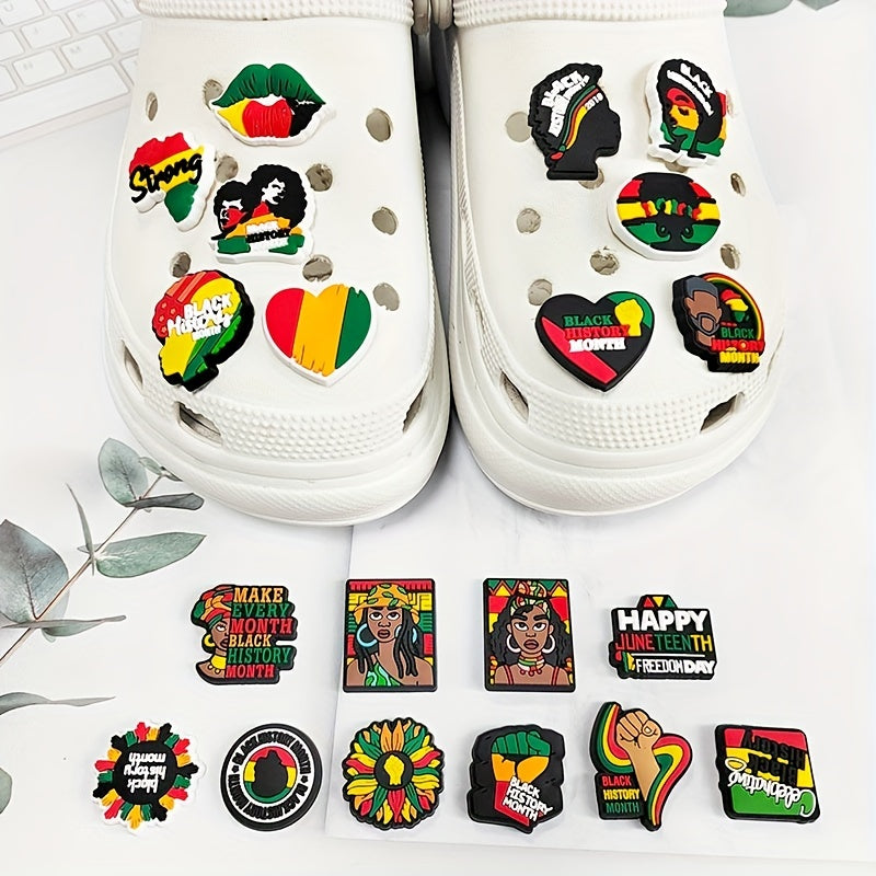 21pcs Black History Month Shoe Charm Set for Clogs Sandals DIY Decoration
