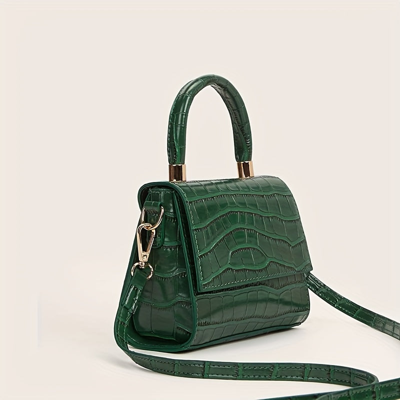 Crocodile Embossed Crossbody Bag Women's Flap Purses