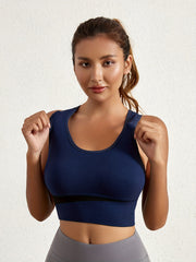 Colorblock Wireless Sports Bra Racerback Tank Bra