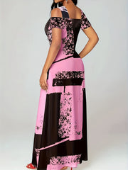  Cold Shoulder Maxi Dress with Pockets
