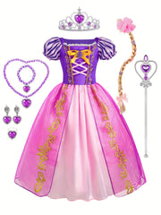 Princess Dress with Crown Necklace & Ring