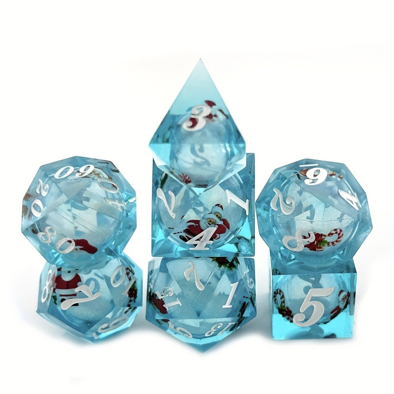 7pcs Resin Santa Running Dice Set For Board Game Polyhedron Dices