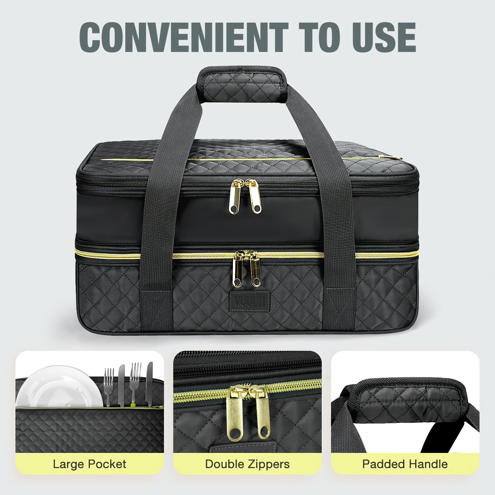 Insulated Lunch Box Double Layer Waterproof Non Leak Fiber Material