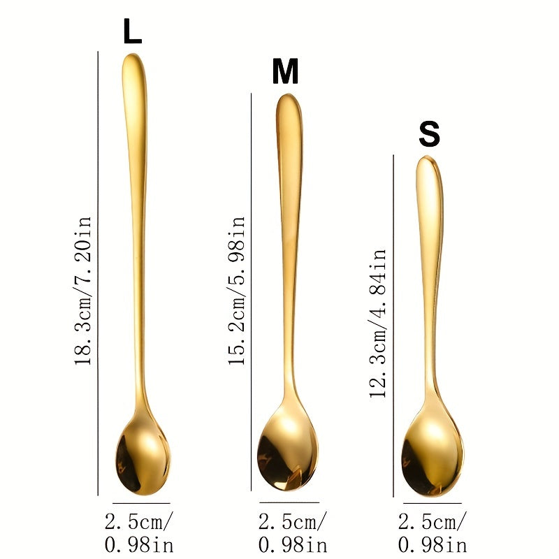 4pcs Stainless Steel Dessert Spoon Modern Stirring Reusable Ice Cream Spoon