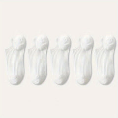 10 Pairs Colorful Ribbed Short Socks for Women