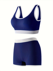3 Sets Bra Panties Sports Ribbed Elastic Intimates Lingerie Set