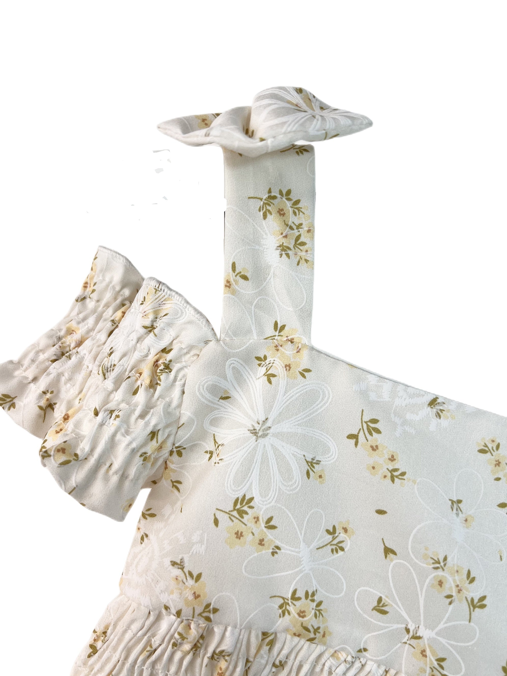 Baby Girl Off Shoulder Shirred Ditsy Print Cami Dress