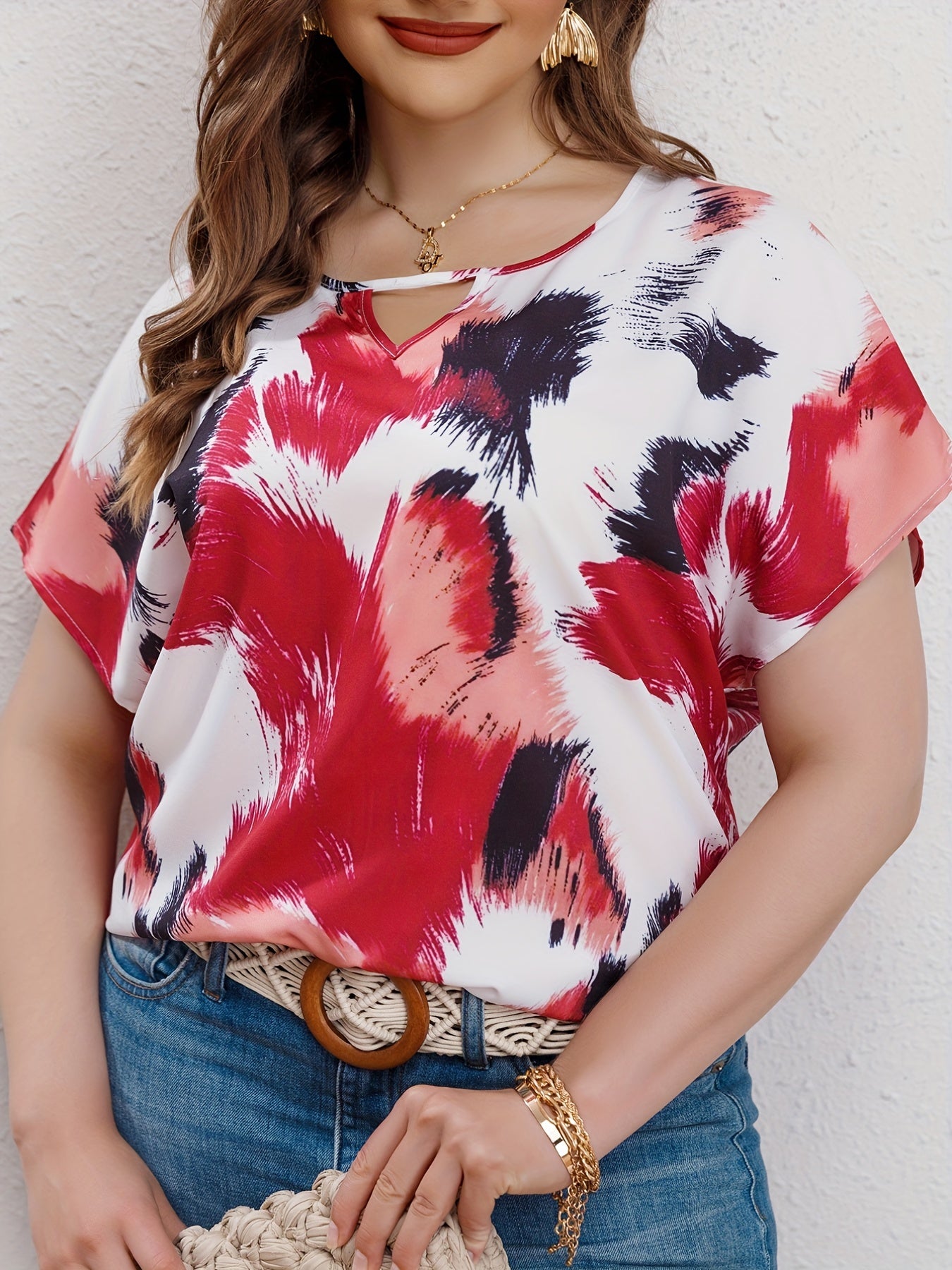  Tie Dye Short Sleeve Blouse