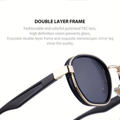 Men's Retro Polarized Sunglasses Oval Frame UV Resistant HD Colorful