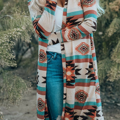  Southwestern Print Long Sleeve Cardigan