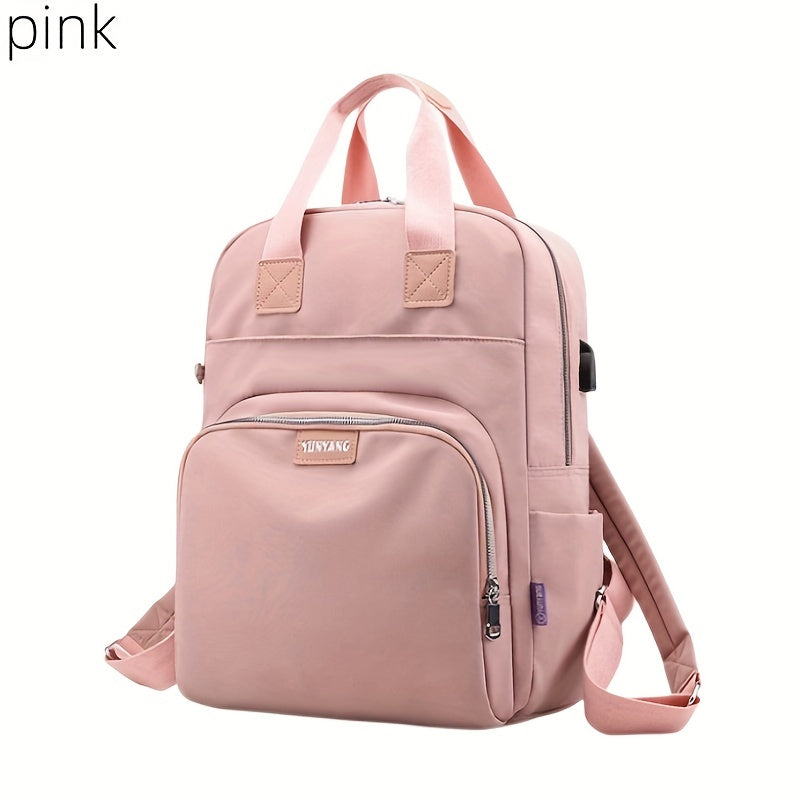Preppy Style Laptop Backpack Solid School Bag