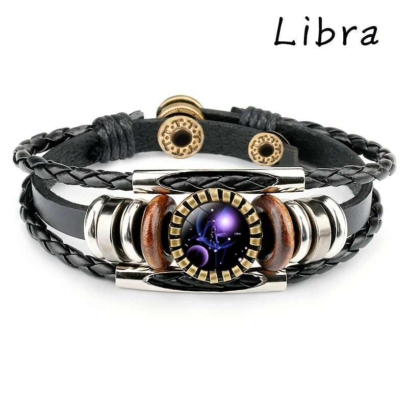 12 Constellation Beaded Leather Bracelets