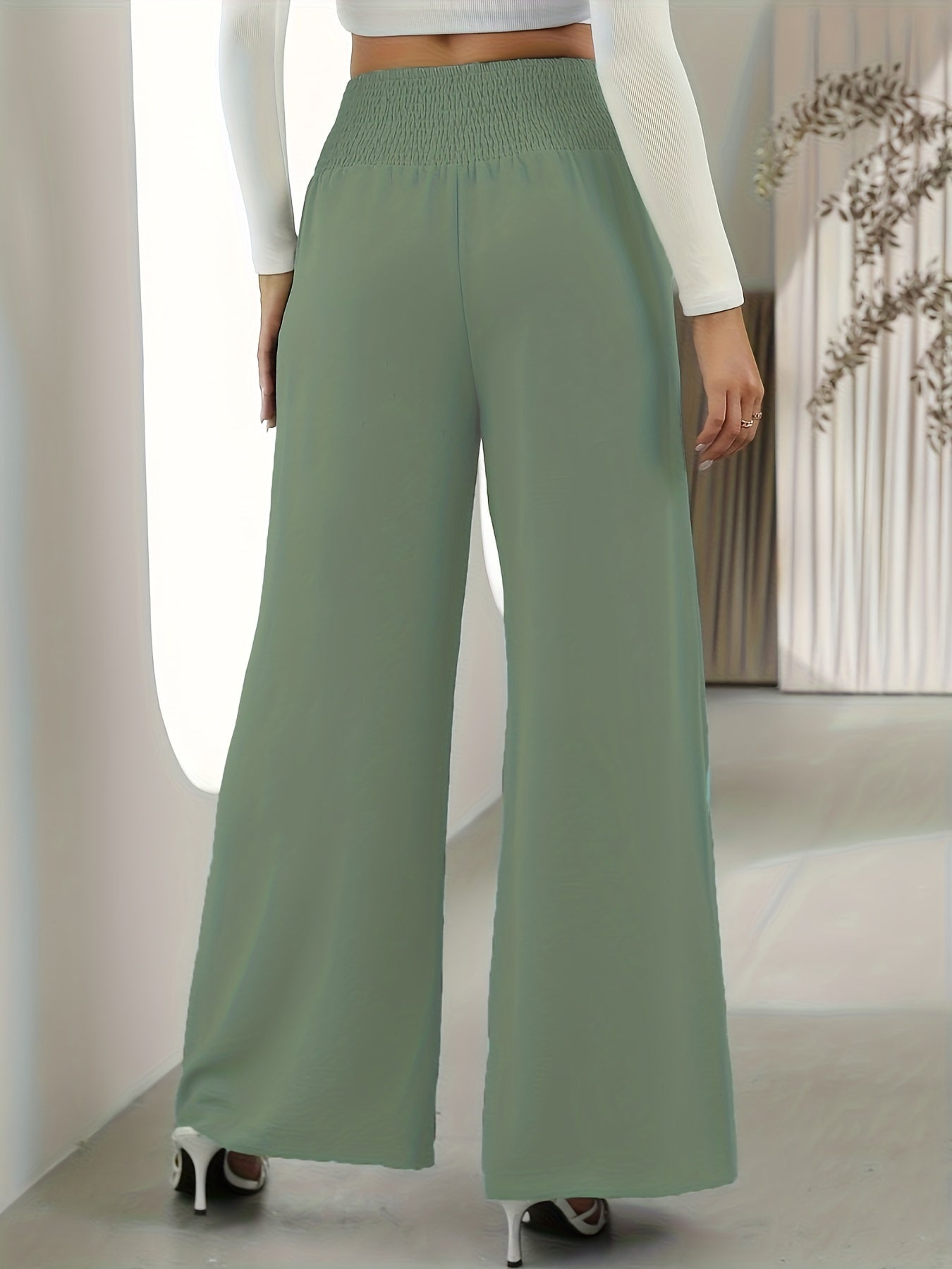 Women's Plus Solid Wide Leg Trousers