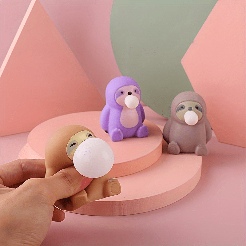 Sloth Stress Relief Toy with Soft Rubber Compression and Bubble Action