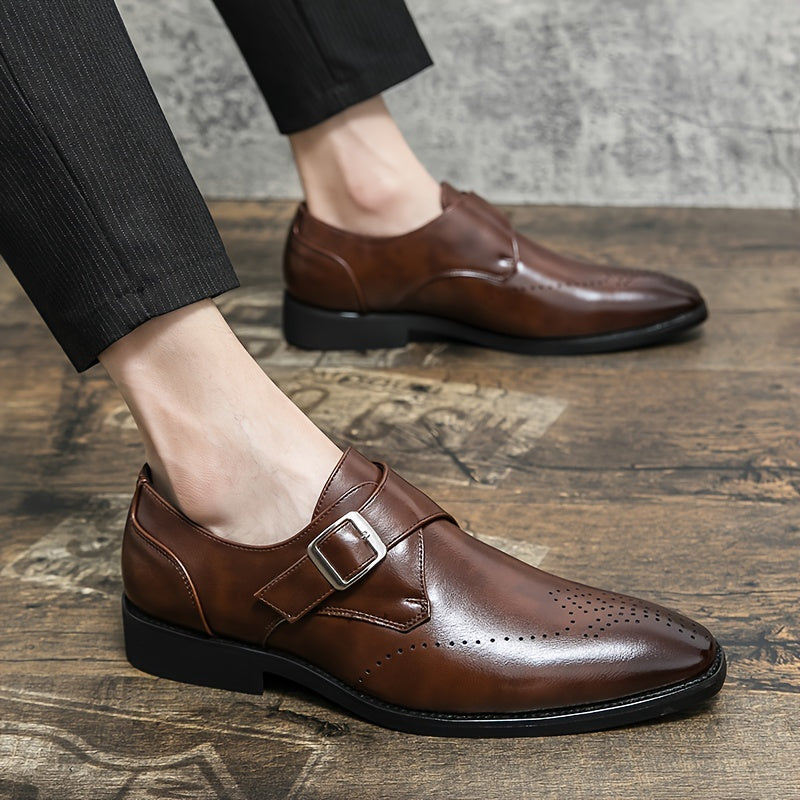 Men's Brogue Single Monk Strap Loafer Shoes