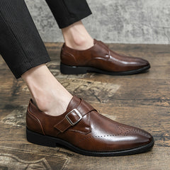 Men's Brogue Single Monk Strap Loafer Shoes