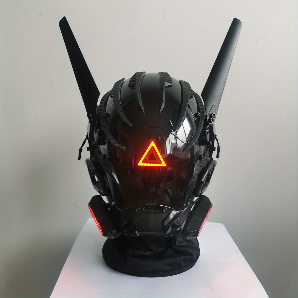 Red Light Wing Cyberpunk LED Mask Halloween Party Face Hood