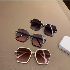 Oversized Geometric Sunglasses Gradient Metal UV400