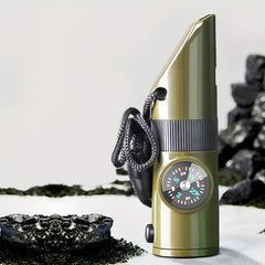 Portable Emergency 7 in 1 Whistle Compass Magnifying Glass Flashlight