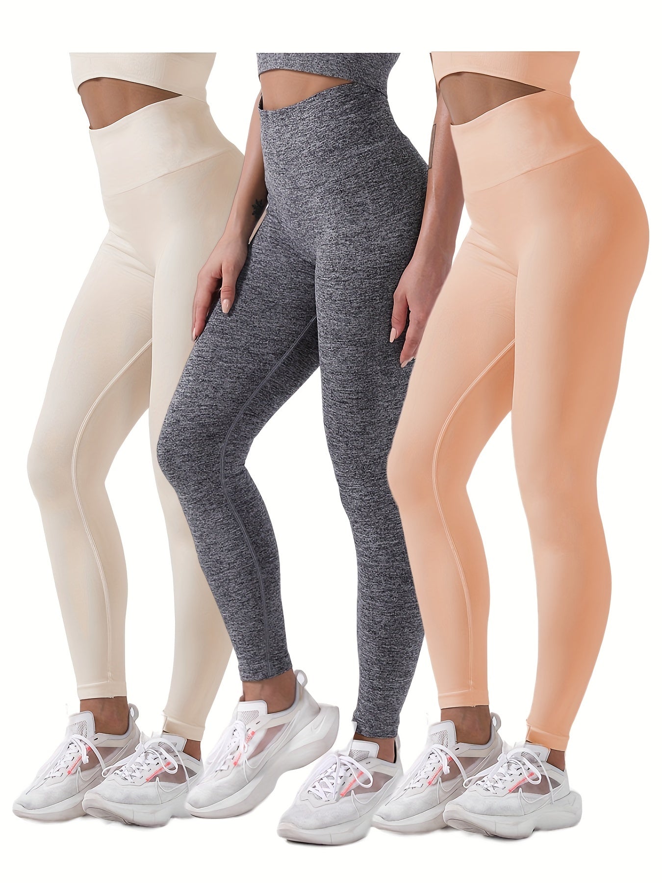 3 Pack Multicolor Yoga Leggings Hip Lifting Breathable Slim Fitted Sports Tights