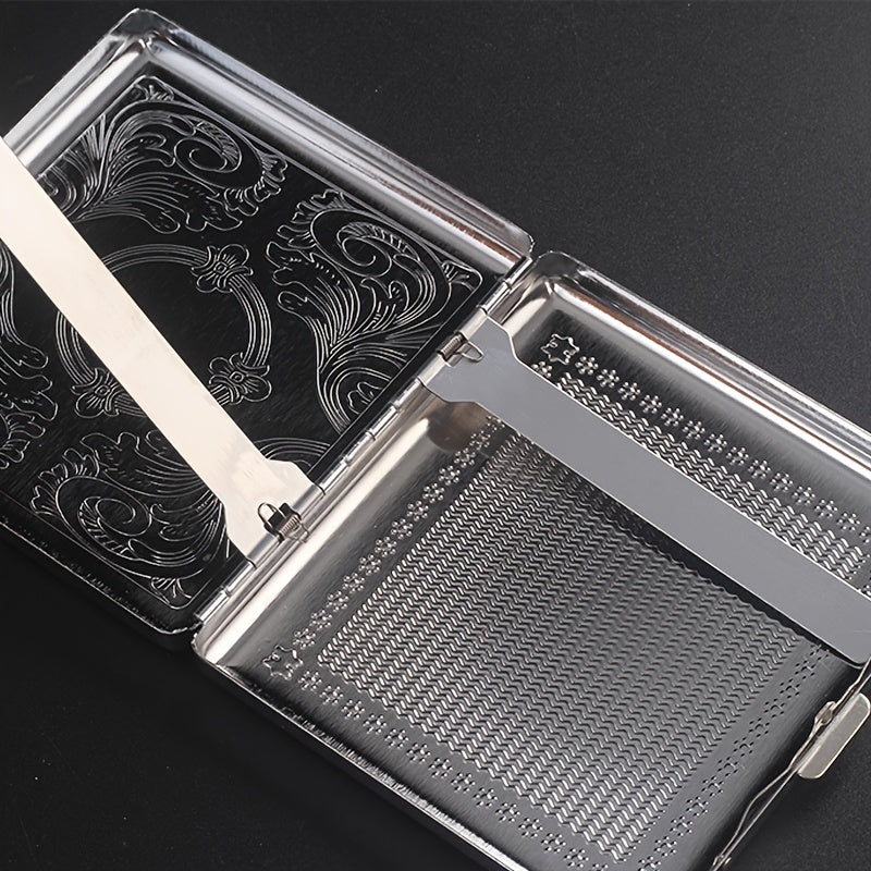Men's 20 Pack Steel Cigarette Case, Stress Resistant, Silver Gray