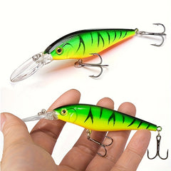Floating Minnow Fishing Lure Long Tongue Crankbait Treble Hooks Bass Pike Tackle