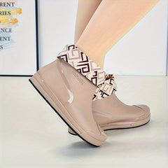 Women's Waterproof Ankle Rain Boots Non Slip Solid Short Tube Boots