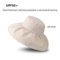 Wide Brim Sun Hat Solid Sunscreen Foldable Bucket Hats Cotton Beach Travel