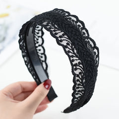 Wide Lace Hairband With Teeth Solid Headband Party Prom Hair Accessories