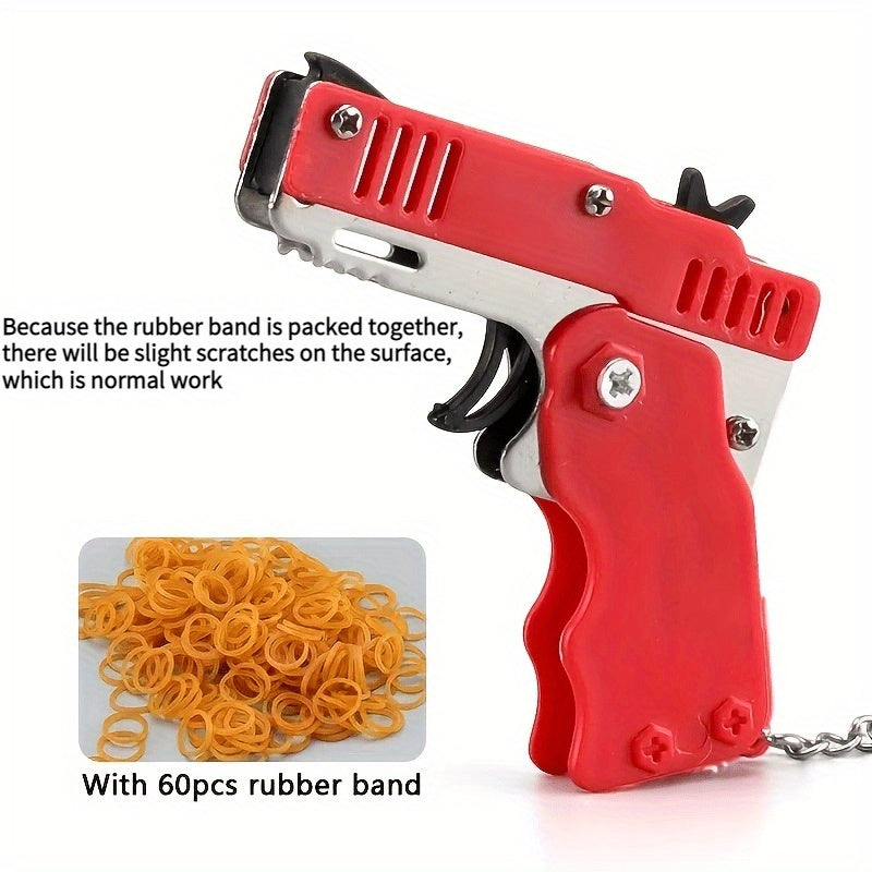 60pcs Metal Burst Rubber Band Toy Keychain Safe Shooting Toy