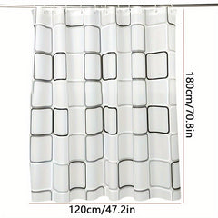 Modern Plaid Shower Curtain with Waterproof Stylish Hooks