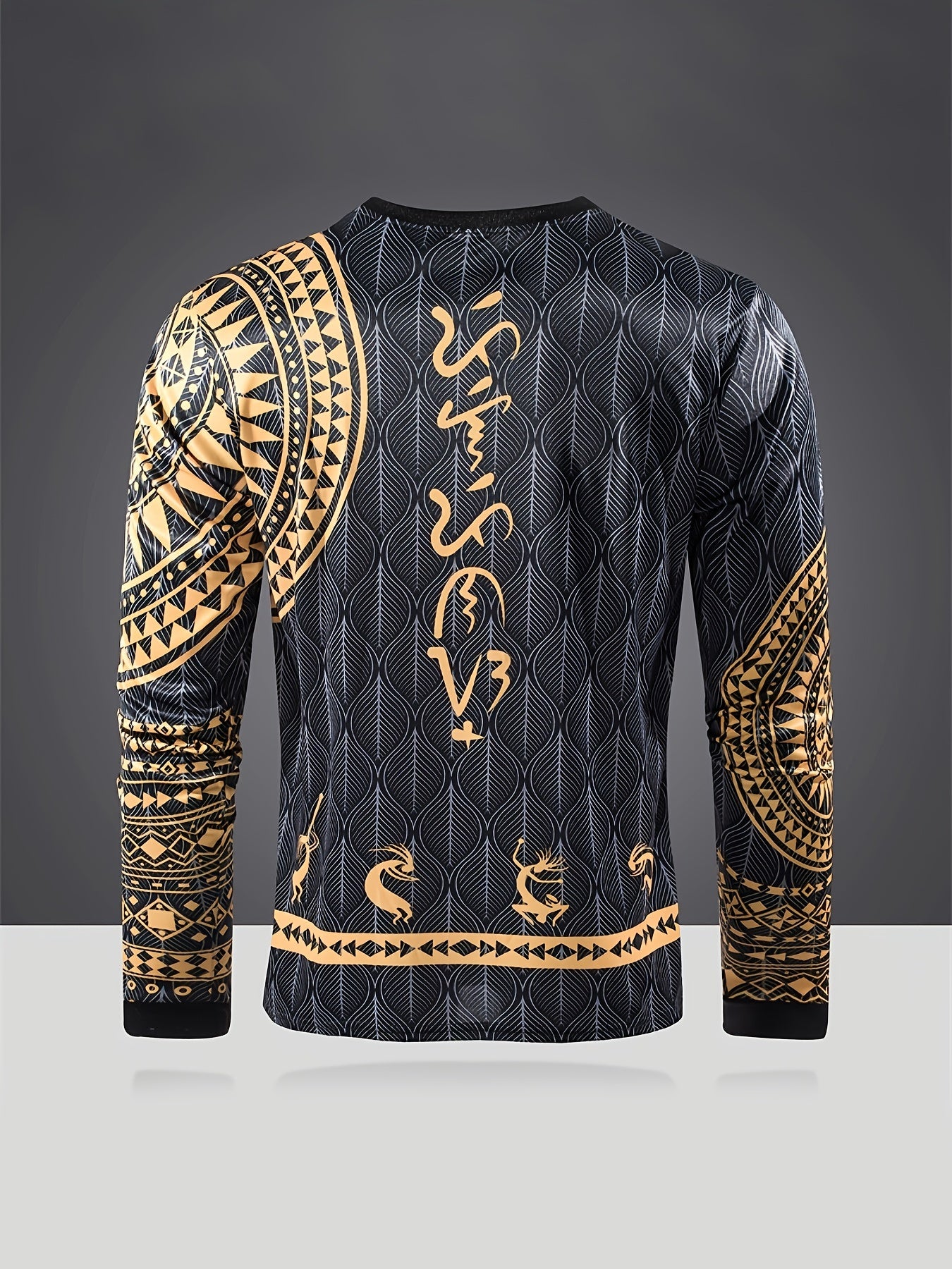 Men's Geometric Pattern Shirt Long Sleeve Top