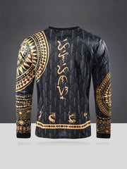 Men's Geometric Pattern Shirt Long Sleeve Top
